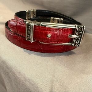 Vintage 90s Brighton 44002 Black & Red Croc Leather Reversible Belt Size L 34